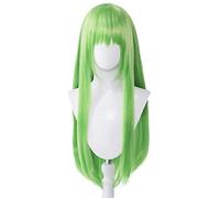 Anime Cosplay Wig,Code Geass C.C. Wig,Green Long Straight Wig,with Free Wig Cap ,for Christmas Carnival Party Halloween Cosplay Wig (Size: Style 1), taglia unica