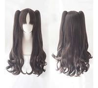 Anime Cosplay Wig,Fate Grand Order Rin Tohsaka Wig,Double Ponytail Black Brown Long Wavy Wig,with Free Wig Cap ,for Christmas Carnival Party Halloween Cosplay Wig