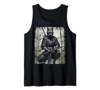 Anime d'Arte Giapponese Vintage Samurai Cat Graphic Warrior Canotta