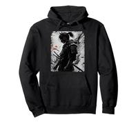 Anime d'Arte Giapponese Vintage Samurai Cat Graphic Warrior Felpa con Cappuccio