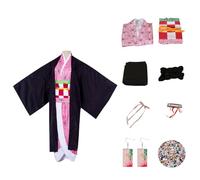 Anime Demon Kamado Nezuko Cosplay Costume Kimono Vestiti Cosplay Abiti per Halloween Carnaval Pretend Play Fancy Dress Ragazze Donne Cosplay(S, Pink)