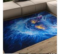 Anime design Accent Tappeti Lavabile Soft Low Pile Blue Cat Pattern per soggiorno Camera da letto Home Office Dormitorio Ingresso Interior Decor 160x200cm