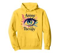 Anime è la mia Terapia: Vivace Arte degli Occhi per i Fan di Otaku, Anime Felpa con Cappuccio, Unisex per Adulti, Limone, L