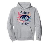 Anime è la mia Terapia: Vivace Arte degli Occhi per i Fan di Otaku, Anime Felpa con Cappuccio, Unisex per Adulti, Grigio Melange, XL