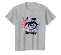 Anime è la mia Terapia: Vivace Arte degli Occhi per i Fan di Otaku, Anime Maglietta, Bambini, Grigio Melange, 2 Anni