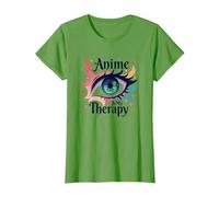 Anime è la mia Terapia: Vivace Arte degli Occhi per i Fan di Otaku, Anime Maglietta, Donna, Erba, XXL
