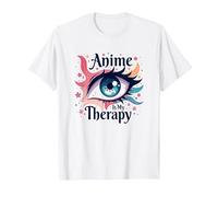 Anime è la mia Terapia: Vivace Arte degli Occhi per i Fan di Otaku, Anime Maglietta, Uomo, Bianco, XXL