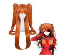 Anime Eva Asuka Langley Soryu Parrucche Cosplay Arancione Lungo Con 2 Clip a coda di cavallo Parrucca sintetica termoresistente per capelli MZ-1357