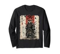 Anime for Men, Samurai Raccoon Graphic, Guerriero Giapponese Maglia a Manica