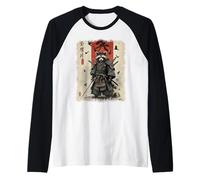 Anime for Men, Samurai Raccoon Graphic, Guerriero Giapponese Maglia con Maniche Raglan