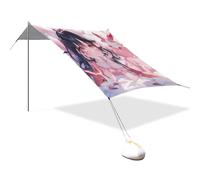 Anime Fox Girl Character Beach Cabana pieghevole UPF50+ facile installazione grande riparo dal sole con sacchi di sabbia, pala di sabbia, pali per cortile e campeggio