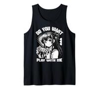 Anime Gamer Ragazza Vuoi Giocare con Me Kawaii Canotta