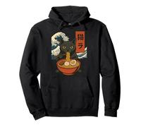 Anime Gatto Che Mangia Ramen Retrò Kawaii Gatto Ramen Felpa con Cappuccio