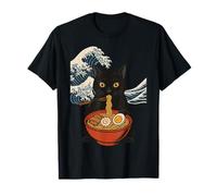 Anime Gatto Che Mangia Ramen Retrò Kawaii Gatto Ramen Maglietta