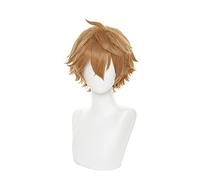 Anime Genshin Impact Tartaglia Cosplay Wig 30cm Short Christmas Brown Heat Resistant Synthetic Hair Halloween Party Role Play