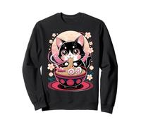 Anime Giapponese Gatto Ramen Kawaii Gatto Mangiare Tagliatelle Felpa