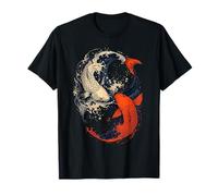 Anime giapponese Koi Pesce Yin Yang Arte Maglietta