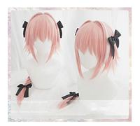 Anime Giapponesi Fate / Apocrypha Astolfo Parrucche Cosplay Halloween Party Stage Capelli Lunghi Rosa Archi Fate / Apocrypha Astolfo Parrucche + Berretto Parrucca