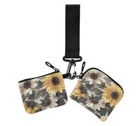 Anime Girasole Ash Caffè Nero Donne Cambiamento Portafoglio Porta Carte Piccolo Portatile Portachiavi Portafoglio Cambiare Borsa con Cinturino da Polso per Signora 2 Pz, anime Girasole Ash caffè nero