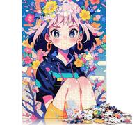 Anime Girl And Flowers Jigsaw Puzzle Impossibili 1000Pcs Decorazione Per La Casa. Giochi Rilassamento E Intelligence Per Adulti E Ragazzi Da 14 Anni 1000pcs (38x26cm)