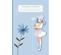Anime Girl Composition Notebook: College Ruled Book | 6 x 9, 100 pages | Kawaii Cute Pastel Aesthetic | Kids Teens Adults Girls | Blue Lightblue Journal