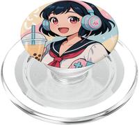Anime Girl Gamer Gioco Giapponese Tutto il Giorno Waifu Giappone Boba Tea PopSockets PopGrip per MagSafe