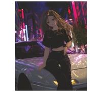 Anime Girl & JDM Car Composition Notebook - Streetwear Style with White-to-Black Hair - 120 College Ruled Pages - 7.5"x9.25" Journal for School & ... with Sakura Petals - Perfect School Notebook