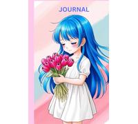 Anime Girl with Blue Hair and Tulips Journal - Ruled Line, Journal, Gift for Students, Note-taking