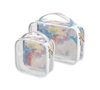 Anime Girls Lemon Yellow Daisies Confezione da 2 borse da viaggio trasparenti da viaggio approvate TSA multifunzionale borsa cosmetica da viaggio kit da barba da uomo