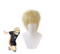 Anime Haikyuu !! Parrucca + parrucca costume cosplay per capelli in fibra resistente al calore bionda corta Kei Tsukishima