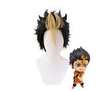 Anime Haikyuu !! Parrucche corte in costume Nishinoya Yuu corte nere e bionde resistenti al calore in fibra + cappuccio parrucca gratuito