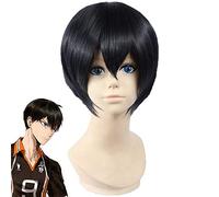 Anime Haikyuu !! Tobio Kageyama High School Volleyball Club Kageyama Tobio Short Black Cosplay Costume Parrucca + Protezione parrucca