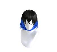 Anime Hashibira Inosuke Cosplay Black Blue Short Wig Kimetsu no Yaiba Heat-resistant Fiber Hair + Wig Cap Party