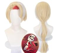 Anime Hazbin Hotel Charlie Morningstar parrucca Cosplay lungo dritto biondo rosso parrucche con trecce partito Halloween Costume di natale parrucca Cap