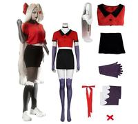 Anime Hazbin Hotel Vaggie Costume Cosplay Parrucca per Donne Giacca Personaggio Gonna Calza Uniforme Set Completo Abiti da Vestire per Adulti Mantello Completo Halloween Carnevale Roba Regali per Fe