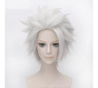 Anime Hitsugaya Toushirou Cosplay Wig Short Silver Grey Fluffy Layered Synthetic Hair + Wig Cap