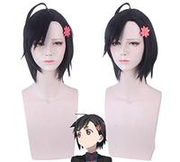 Anime ID: INVADED Koharu Hondomachi Women Parrucca corta nera Costume Cosplay Parrucche sintetiche termoresistenti (Senza copricapo）