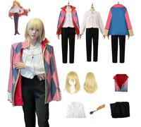 Anime Il Castello errante di Costumi Cosplay Ruolo Abiti Uniformi di Howl con Parrucca Set Completo Festa di Carnevale di Halloween Fancy Dress Up per Unisex Adulto