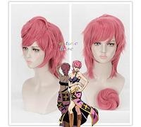 Anime JOJO's Bizarre Adventure Golden Wind Trish Una 35cm Parrucca cosplay rosa Capelli Halloween Gioco di ruolo + Cappellino parrucca gratuito