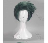 Anime JoJo's Bizarre Adventure Rohan Kishibe Cosplay Wig Short Dark Green Heat Resistant Synthetic Hair Wigs + Free Wig Cap