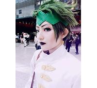 Anime JoJo's Bizarre Adventure Rohan Kishibe Short Dark Green Styled Heat Resistant Hair Cosplay Costume Wig + Free Wig Cap