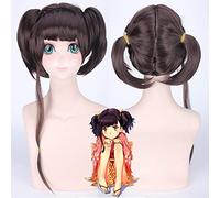 Anime KABANERI DELLA FORTEZZA DI FERRO Parrucca cosplay Mumei per festa di Halloween Capelli sintetici con doppie code di cavallo Parrucche Mumei marroni PL-505
