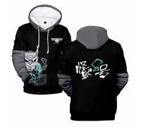 Anime Kaiju No.8 Felpa con cappuccio con stampa digitale 3D utilizzata per i fan di Manga Kaiju No.8, regalo cosplay, Nero , 4XL