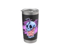 Anime Kawaii, skeleton head, Bubble Tea, Boba Tea Bicchiere termico in acciaio inox doppia parete