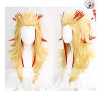 Anime : Kimetsu No Yaiba Rengoku Kyoujurou Cosplay Wig Heat Resistant Synthetic Hair Wigs + Wig Cap