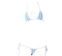 Anime Lingerie Stripe Micro Bikini Kawaii Costume Da Bagno Giapponese Reggiseno e Panty Set Carino Costume Da Bagno Sexy Cosplay Outfit, Blu, XS-XL