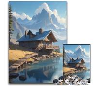Anime LoFi Paesaggio di una baita di montagna sul lago Puzzle 1000 pezzi Puzzle impossibili per adulti Giocattolo educativo per adolescenti Decorazione per casa e ufficio 1000 pezzi (75x50 cm)