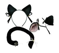 Anime Lolita Peluche Orecchie di Gattino Accessori per Capelli con Coda Set Dolce Fiocco Campana Fascia Clip per Capelli Maid Cosplay Costume