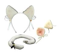 Anime Lolita Peluche Orecchie di Gattino Accessori per Capelli con Coda Set Dolce Fiocco Campana Fascia Clip per Capelli Maid Cosplay Costume