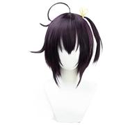 Anime Love, Chunibyo & Other Delusions Parrucca Cosplay, Capelli Corti Viola Profondo Per Takanashi Rikka Parrucche Da Gioco Di Ruolo Con Berretto Parrucca, Per La Festa Quotidiana Di Halloween